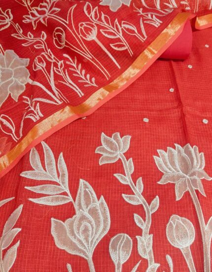 Kota Doria 3PC Appliqué & Embroidered Suit Set