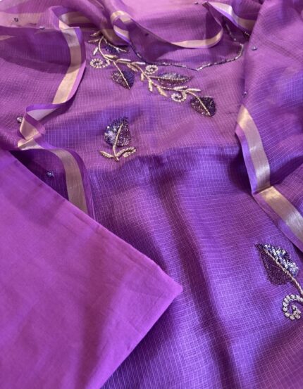 Kota Silk 3 Piece Suit with Zardozi