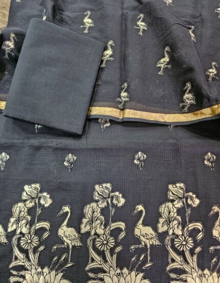 Premium Kota Doria Suit Set with Intricate Applique