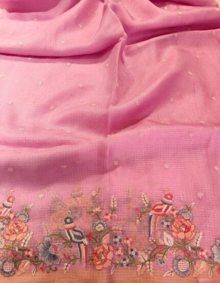 Premium Kota Silk Embroidered Saree with Blouse