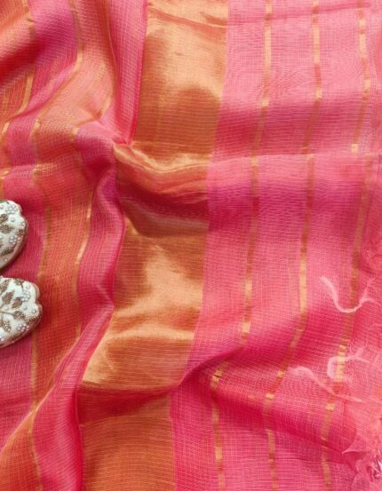 Kota Silk Saree with Rangkaat Dyeing & Zari Stripes