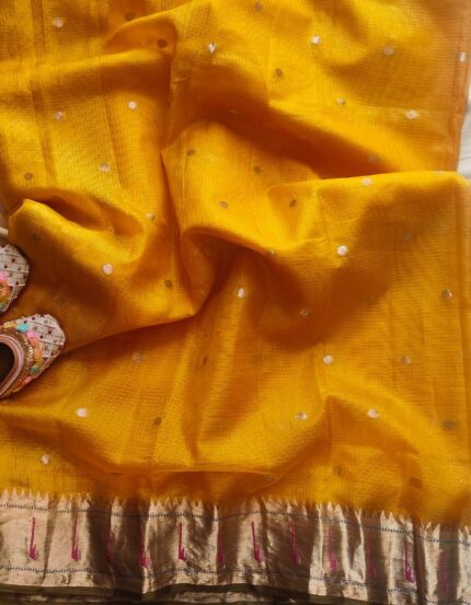 Kota Silk Saree with Paithani Border & Heavy Weaving