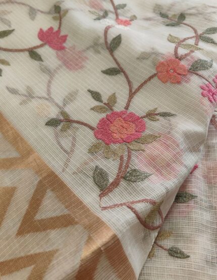 Kota Doria Embroidery Saree