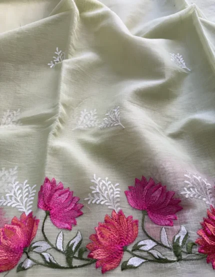 Kota Doria Saree with Embroidery